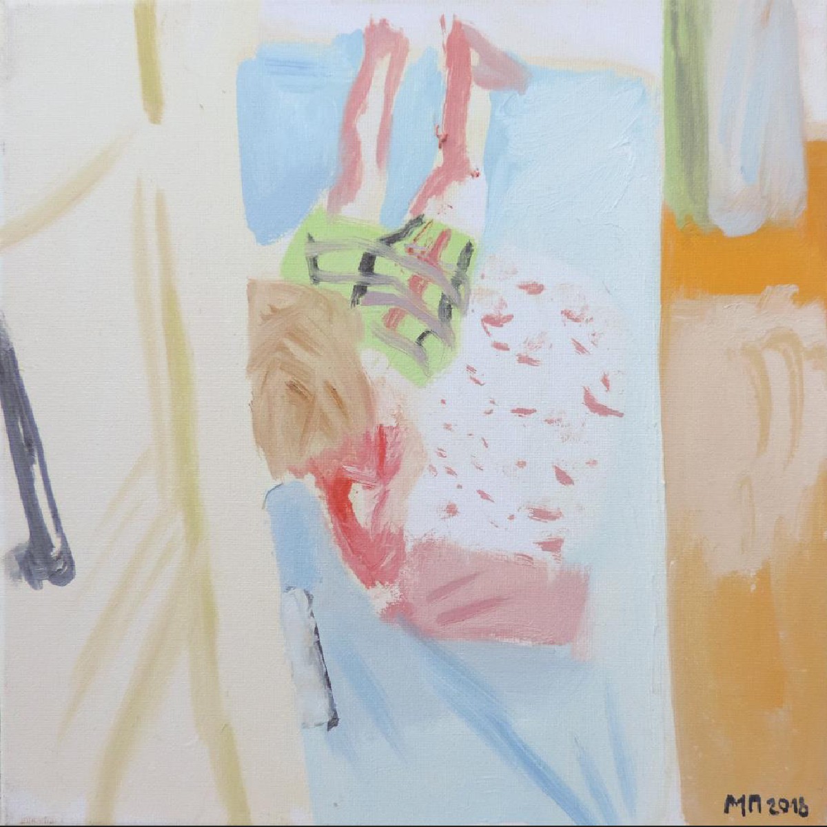 boy with book 2018 oil on canvas 30x30cm