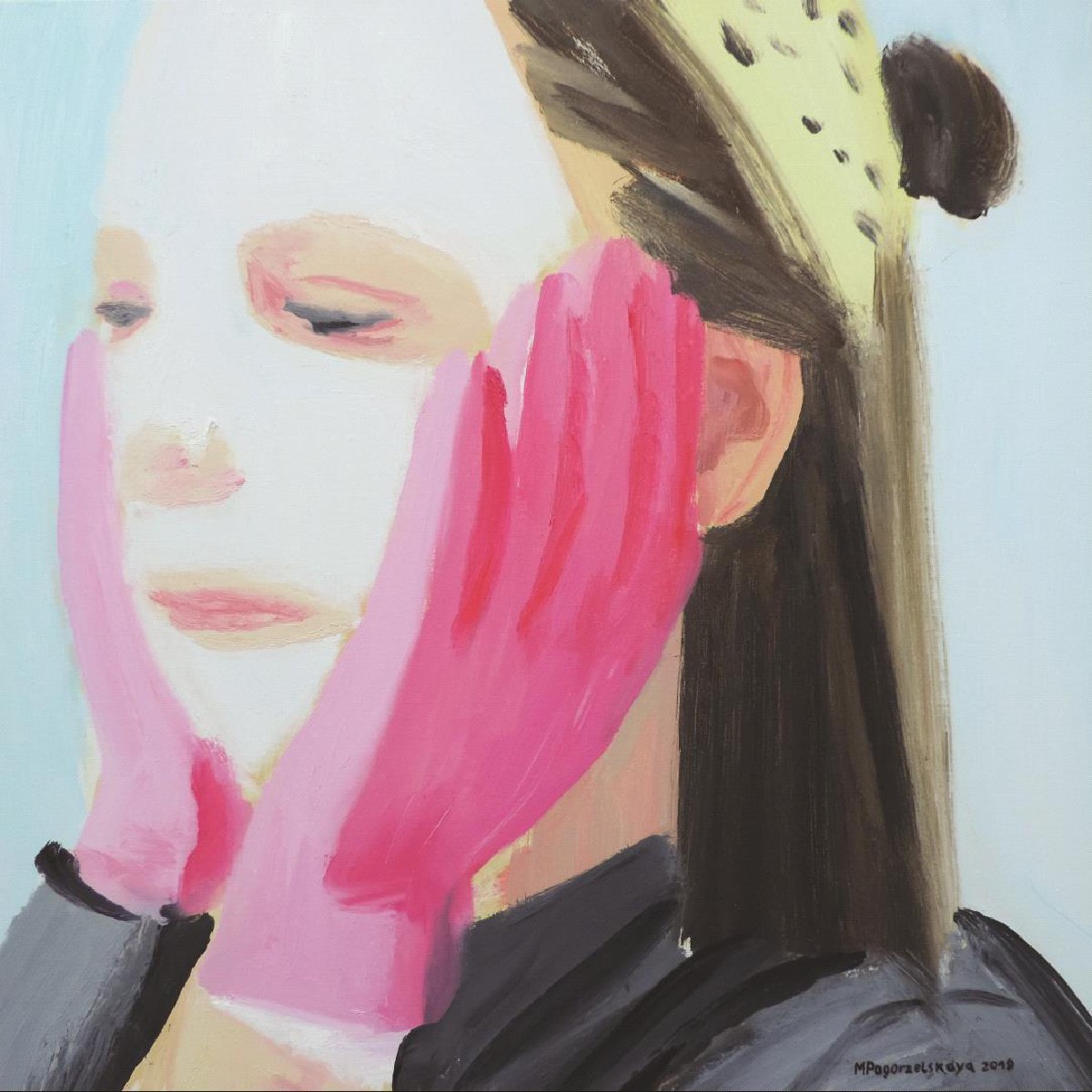 hand and face mask 2019 oil on canvas 70x70cm