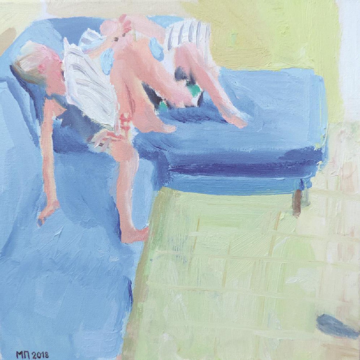 pillow battle 1 2017 oil on canvas 30x30cm