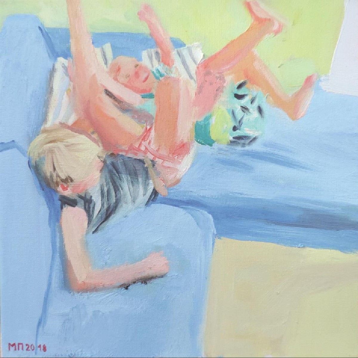 pillow battle 2 2017 oil on canvas 30x30cm