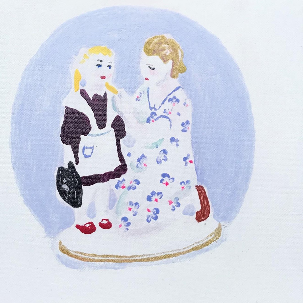 Home morning,30x30cm, mixed media(nail polish,eye shadow,oil on canvas), 2021