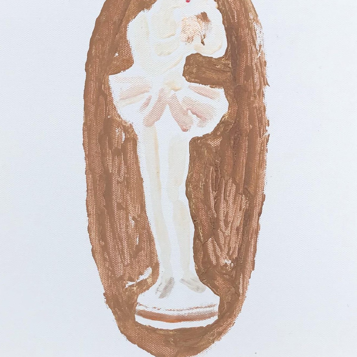 Young ballerina,40x30cm, mixed media(nail polish,eye shadow,oil on canvas), 2021