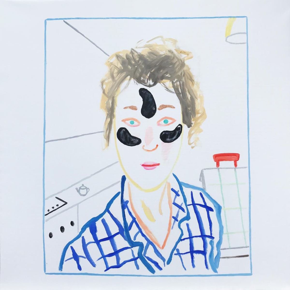 Girl with black eye patches,100x100cm,oil on canvas, 2021