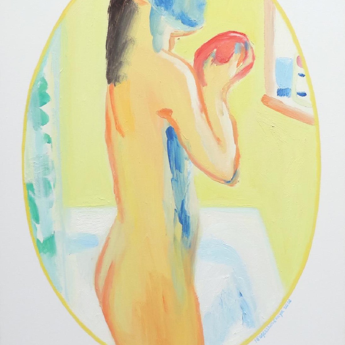 Oval Blue Mask,100x70cm,oil on canvas, 2020