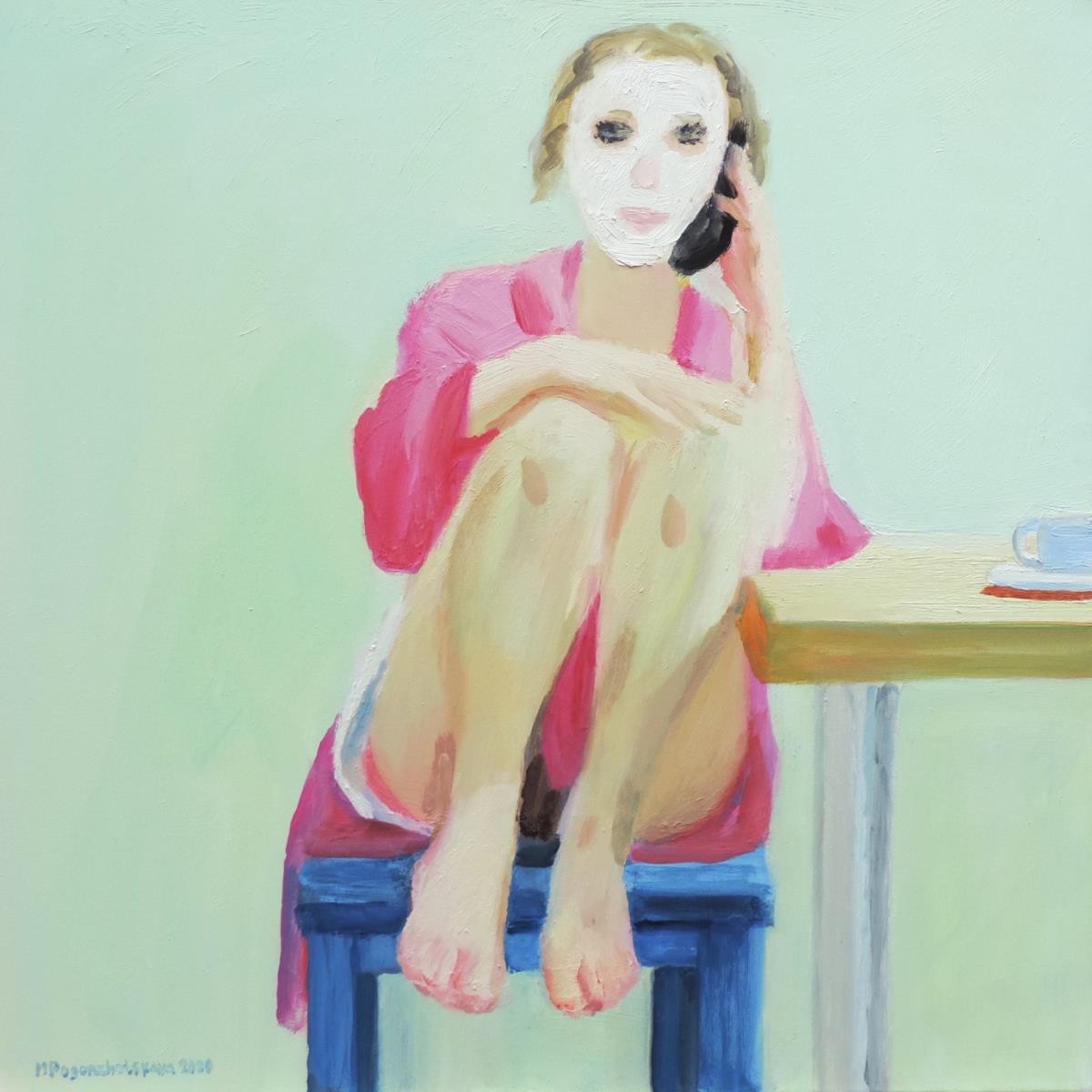 White Clay Mask,70x70cm,oil on canvas, 2020