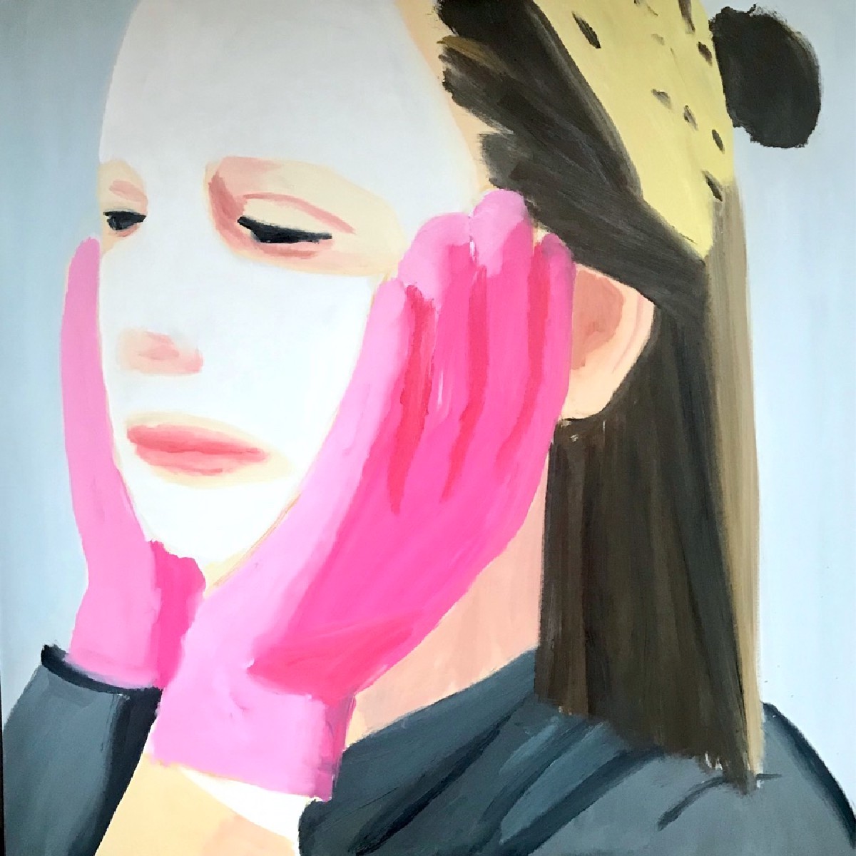 White Mask with Pink gloves,150x150 cm,oil on canvas,2019