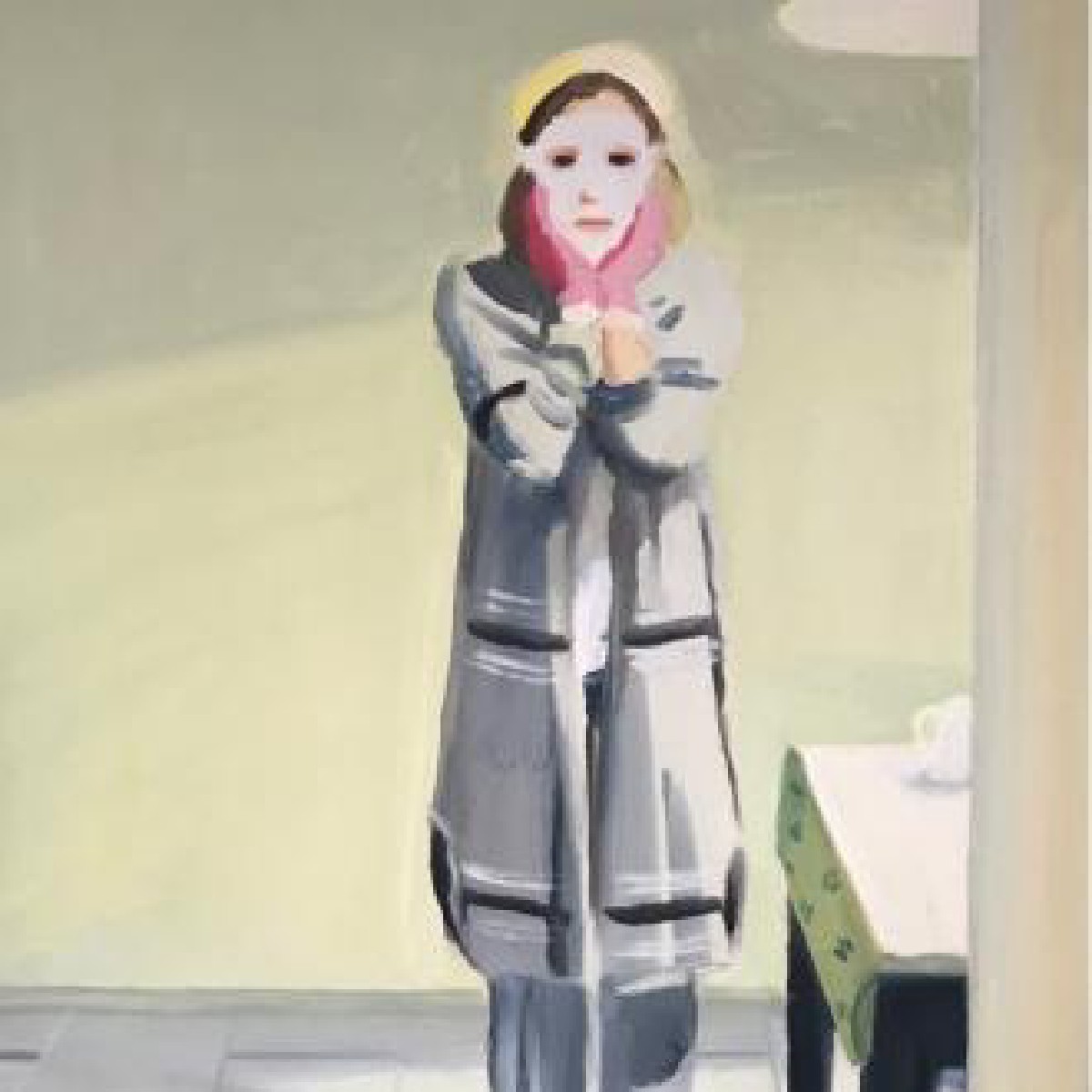 Medium pink gloves 100x70cm oil canvas 2019