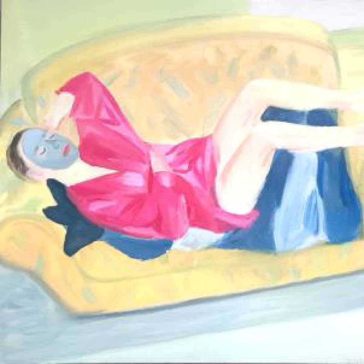 Sleeping girl with mud mask 100x120cm oil canvas2019