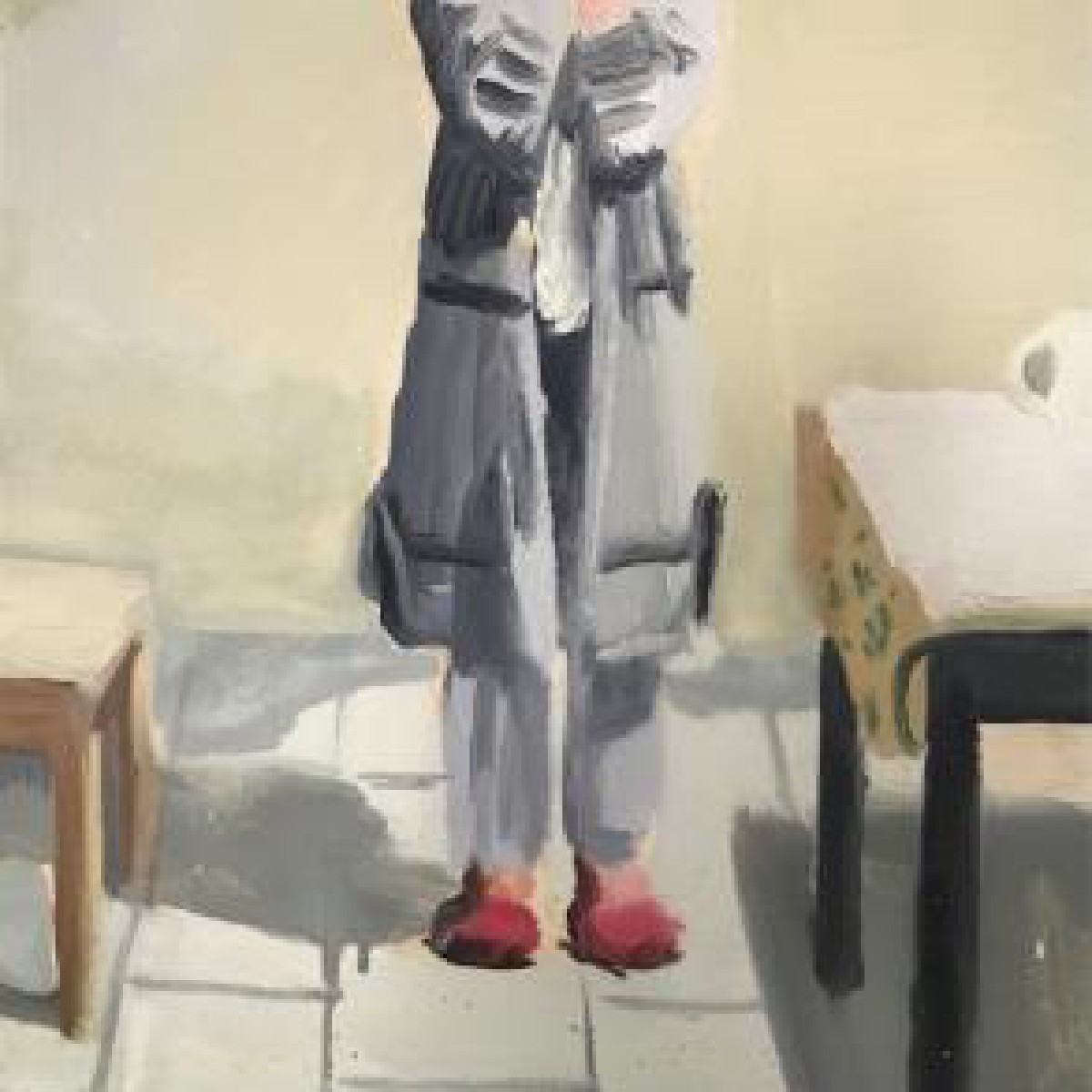 Small pink gloves 40x30cm oil canvas 2018