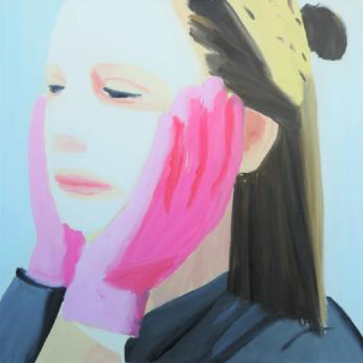 White mask with pink gloves150x150cm oil canvas 2019