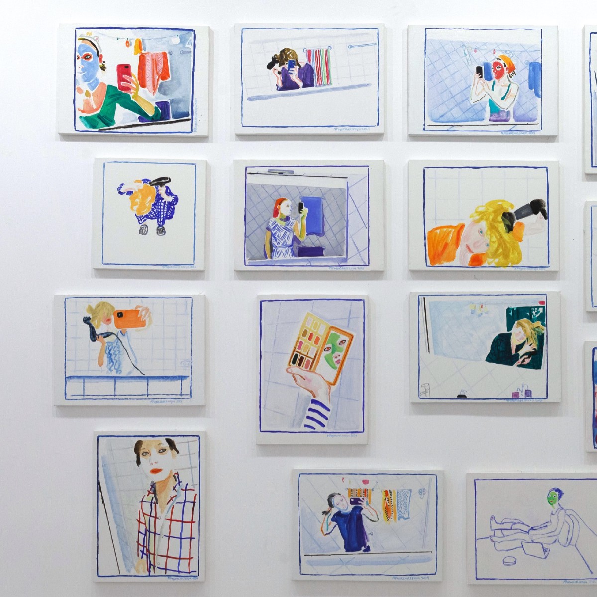 Small Diaries,oil on canvas,15 pieces,30x30 cm and 30x40 cm,2023-24