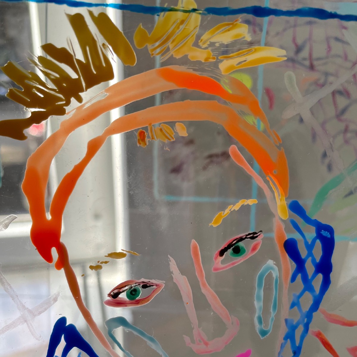 Transparent Premonitions2 bathers,nail polish on plexiglass panel,5 pieces 24x18 cm each,202