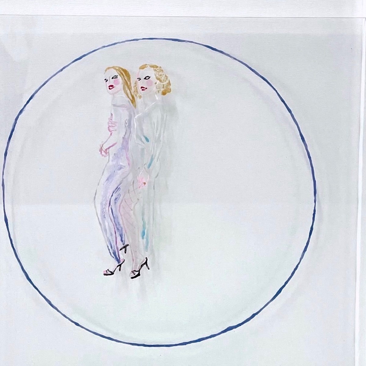 vague hints tender glam,nail polish on plexiglass panel,50x50 cm,2024