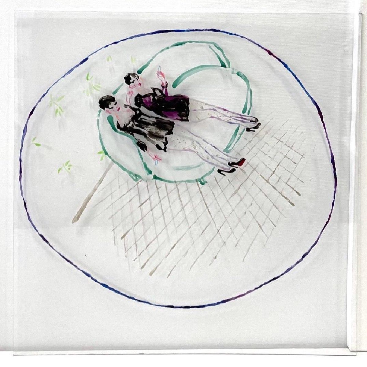 vague hints tired fairies,nail polish on plexiglass panel,50x50 cm,2024